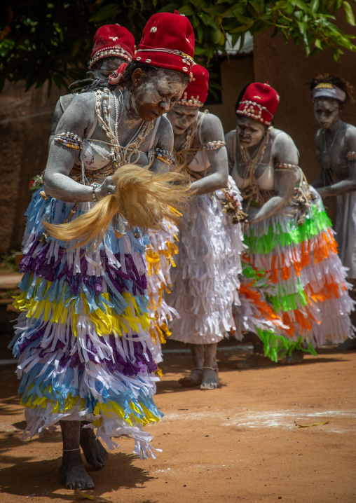 Women dancing during a ceremony in Adjoua Messouma Komians initiation centre, Moyen-Comoé, Aniassue, Ivory Coast