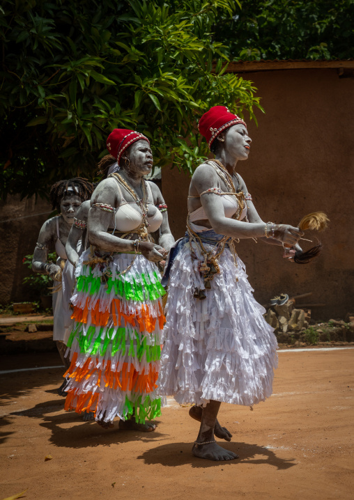 Women dancing during a ceremony in Adjoua Messouma Komians initiation centre, Moyen-Comoé, Aniassue, Ivory Coast