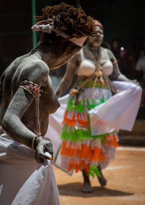 Women dancing during a ceremony in Adjoua Messouma Komians initiation centre, Moyen-Comoé, Aniassue, Ivory Coast