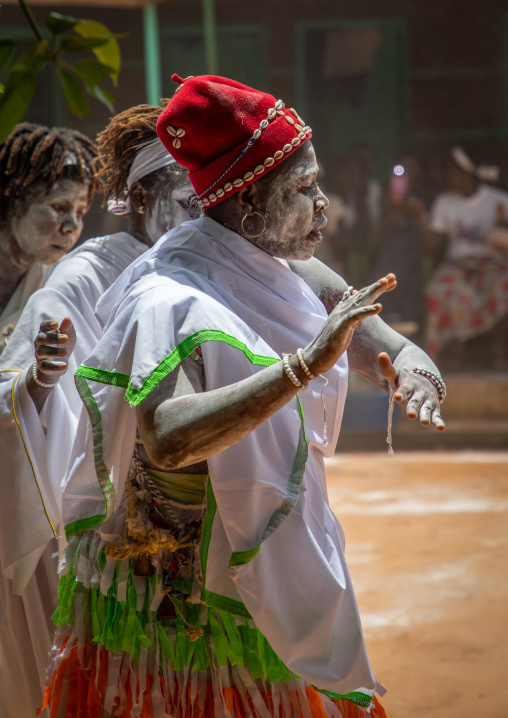Women dancing during a ceremony in Adjoua Messouma Komians initiation centre, Moyen-Comoé, Aniassue, Ivory Coast