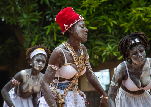 Women dancing during a ceremony in Adjoua Messouma Komians initiation centre, Moyen-Comoé, Aniassue, Ivory Coast