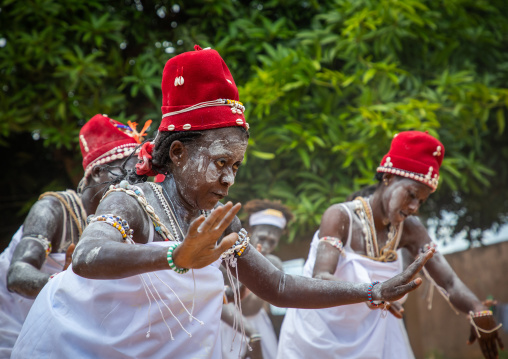 Women dancing during a ceremony in Adjoua Messouma Komians initiation centre, Moyen-Comoé, Aniassue, Ivory Coast