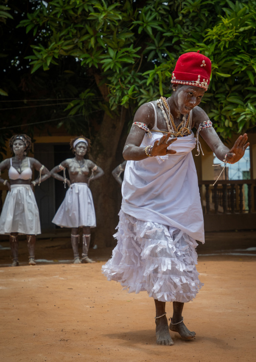Women dancing during a ceremony in Adjoua Messouma Komians initiation centre, Moyen-Comoé, Aniassue, Ivory Coast