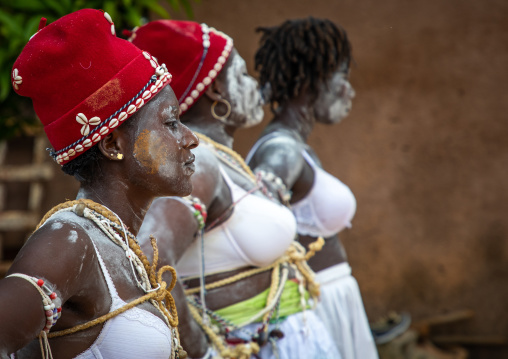 Women dancing during a ceremony in Adjoua Messouma Komians initiation centre, Moyen-Comoé, Aniassue, Ivory Coast