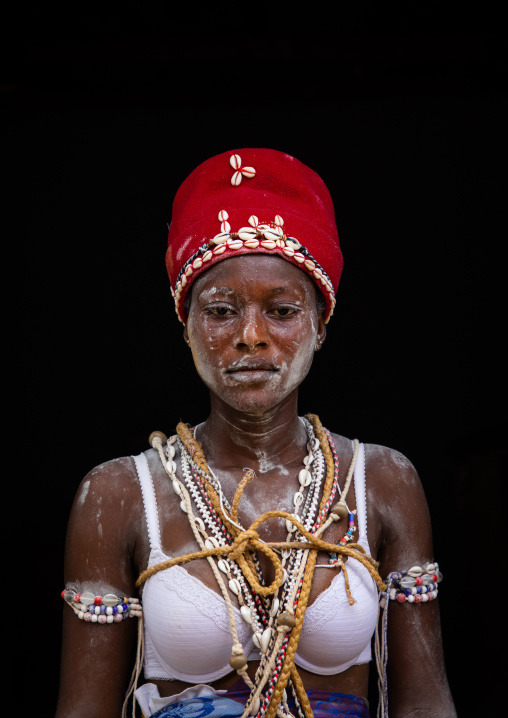 Komians woman after a ceremony in Adjoua Messouma Komians initiation centre, Moyen-Comoé, Aniassue, Ivory Coast
