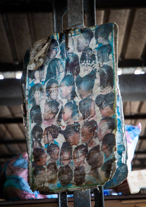Signboard in a hairdressing salon, Sud-Comoé, Grand-Bassam, Ivory Coast