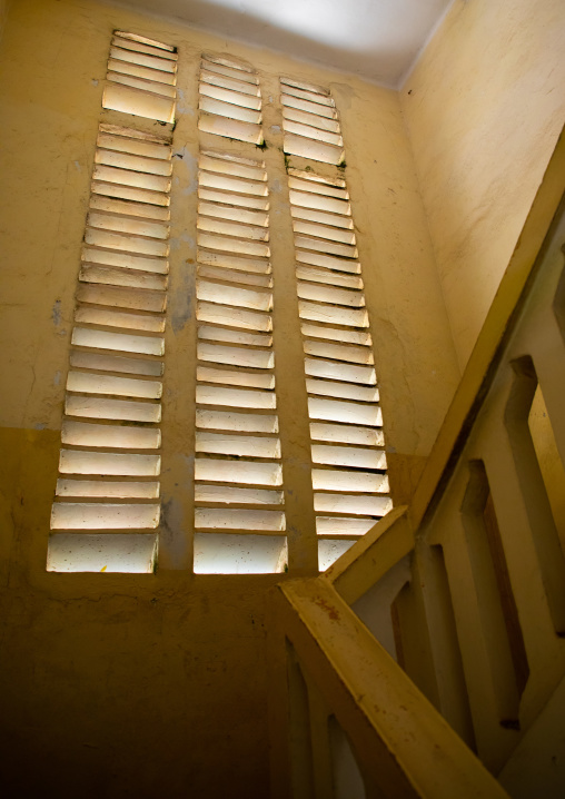 Stairs in the national museum of costumes formerly the governor's palace, Sud-Comoé, Grand-Bassam, Ivory Coast
