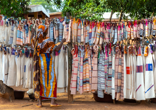 Senufo textiles and clothing at street market, Savanes district, Waraniene, Ivory Coast