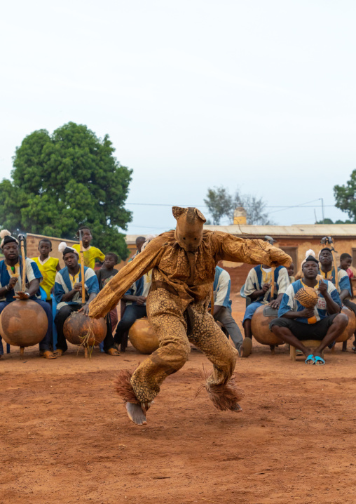 Boloye dance of the panther man in the Senufo community, Savanes district, Waraniene, Ivory Coast