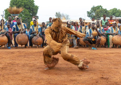Boloye dance of the panther man in the Senufo community, Savanes district, Waraniene, Ivory Coast