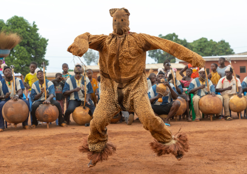 Boloye dance of the panther man in the Senufo community, Savanes district, Waraniene, Ivory Coast