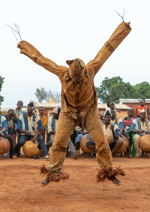 Boloye dance of the panther man in the Senufo community, Savanes district, Waraniene, Ivory Coast