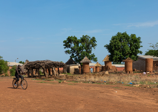 Granaries with thatched roofs in a Senufo village, Savanes district, Niofoin, Ivory Coast