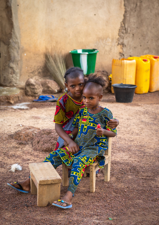 Portrait of a Peul tribe girls in a village, Savanes district, Boundiali, Ivory Coast
