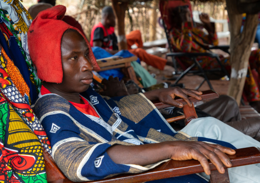 Young men attending the Poro society age-grade initiation in Senufo tribe during a ceremony, Savanes district, Ndara, Ivory Coast