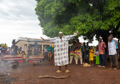 Mulsim man in the smoke during the Ngoro dance, Savanes district, Ndara, Ivory Coast