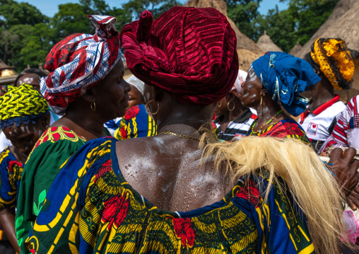 Dan tribe women celebrating the yam harvest in a village, Bafing, Godoufouma, Ivory Coast