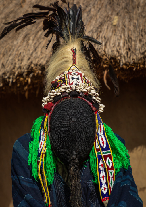 The tall mask dance called Kwuya Gblen-Gbe in the Dan tribe during a ceremony, Bafing, Gboni, Ivory Coast