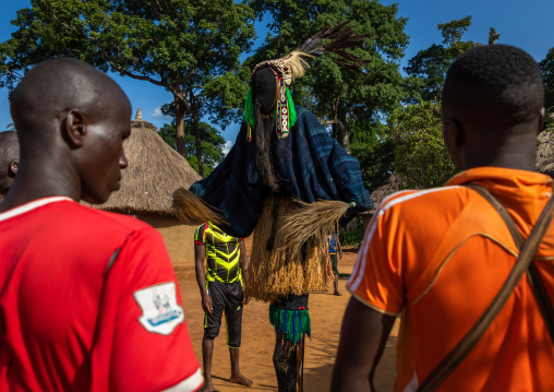 The tall mask dance called Kwuya Gblen-Gbe in the Dan tribe during a ceremony, Bafing, Gboni, Ivory Coast