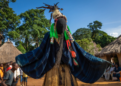 The tall mask dance called Kwuya Gblen-Gbe in the Dan tribe during a ceremony, Bafing, Gboni, Ivory Coast