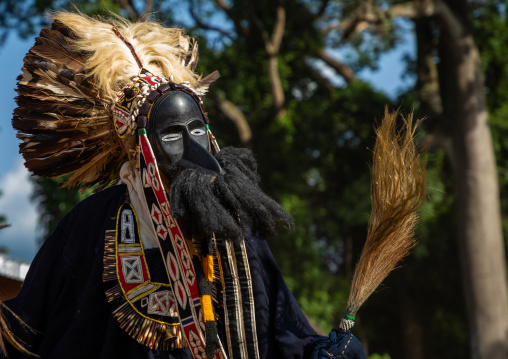 Dan tribe mask sacred dance during a ceremony, Bafing, Gboni, Ivory Coast