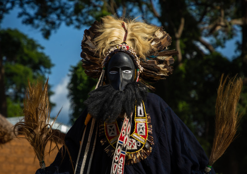 Dan tribe mask sacred dance during a ceremony, Bafing, Gboni, Ivory Coast