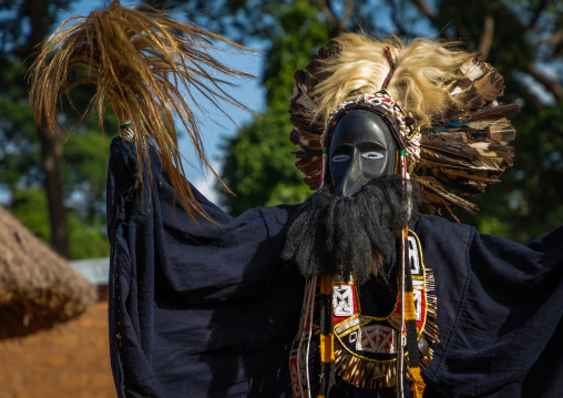 Dan tribe mask sacred dance during a ceremony, Bafing, Gboni, Ivory Coast