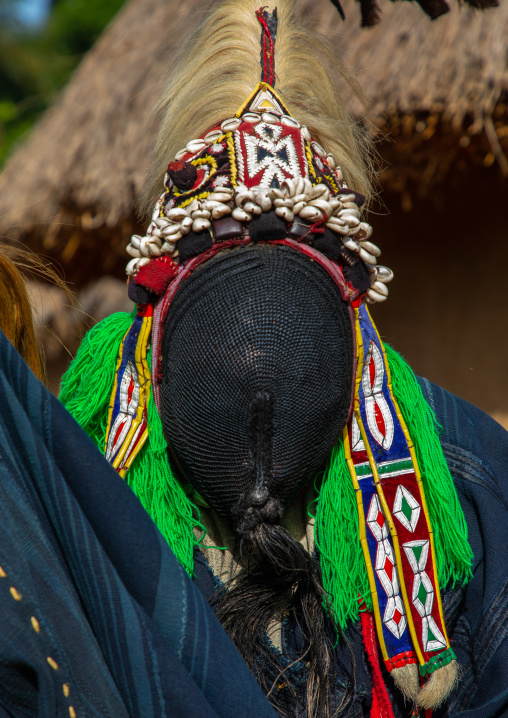 The tall mask dance called Kwuya Gblen-Gbe in the Dan tribe during a ceremony, Bafing, Gboni, Ivory Coast