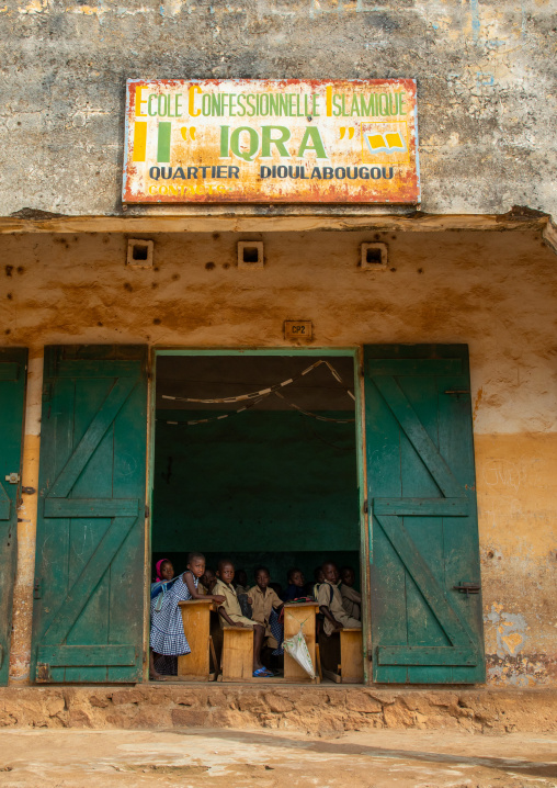African children in a koranic school classroom, Tonkpi Region, Man, Ivory Coast