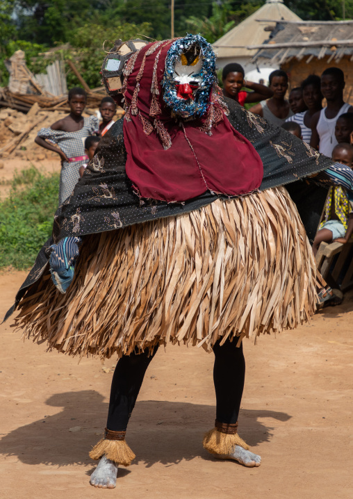 We Guere sacred mask dance during a ceremony, Guémon, Bangolo, Ivory Coast
