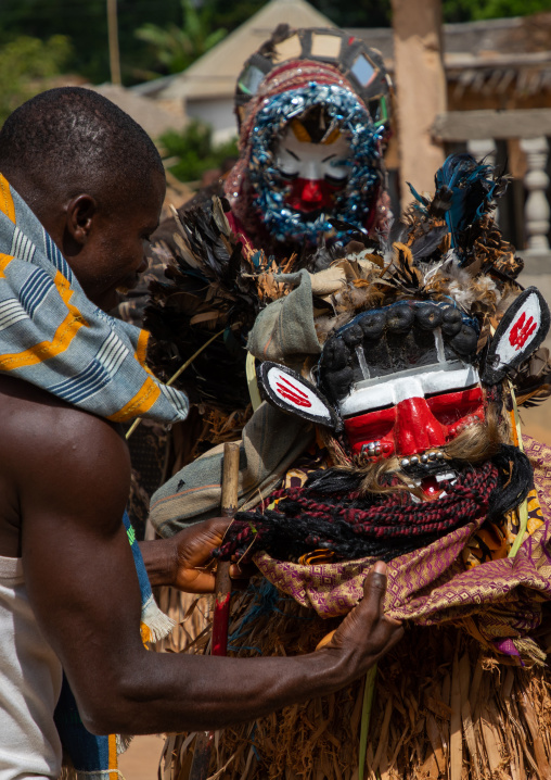 We Guere sacred mask dance during a ceremony, Guémon, Bangolo, Ivory Coast