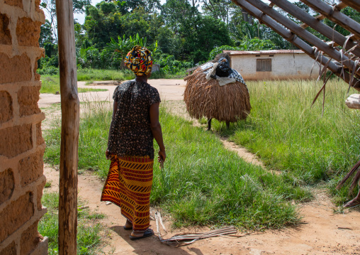 We Guere sacred mask coming out of the sacred forest for a ceremony, Guémon, Bangolo, Ivory Coast
