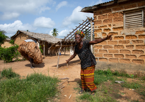 African women welcoming the We Guere mask dance during a ceremony, Guémon, Bangolo, Ivory Coast