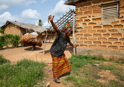 African women welcoming the We Guere mask dance during a ceremony, Guémon, Bangolo, Ivory Coast