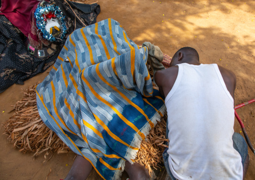 We Guere sacred masks dance during a ceremony, Guémon, Bangolo, Ivory Coast
