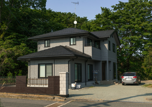 Abandoned house in the highly contaminated area after the daiichi nuclear power plant irradiation, Fukushima prefecture, Naraha, Japan