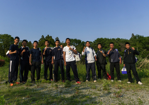 Baseball team going to play in the contamined area, Fukushima prefecture, Naraha, Japan