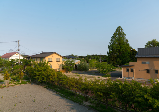 Abandoned houses in the difficult-to-return zone after the daiichi nuclear power plant irradiation, Fukushima prefecture, Tomioka, Japan