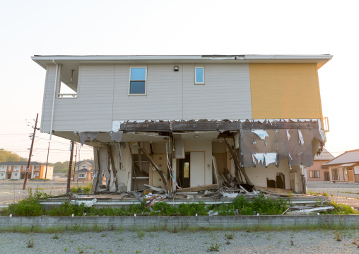 A house destroyed by the 2011 earthquake and tsunami five years after, Fukushima prefecture, Tomioka, Japan