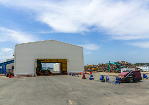 Bags containing irradiated debris are stacked in an area that was affected by the 2011 tsunami and nuclear disaster, Fukushima prefecture, Futaba, Japan