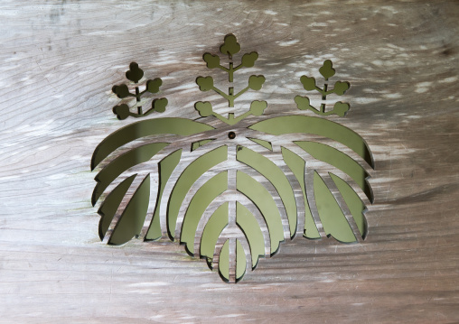 Carved wooden door in leaf shape in daitoku-ji, Kansai region, Kyoto, Japan