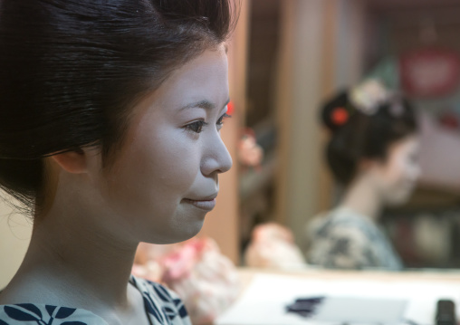16 Years old maiko called chikasaya in her geisha house, Kansai region, Kyoto, Japan