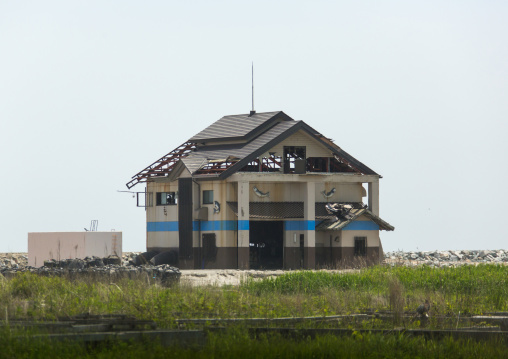 A house destroyed by the 2011 earthquake and tsunami five years after, Fukushima prefecture, Namie, Japan