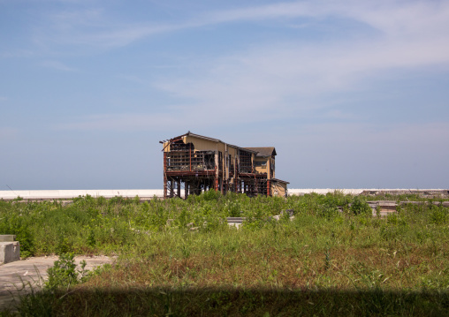 A house destroyed by the 2011 earthquake and tsunami five years after, Fukushima prefecture, Namie, Japan