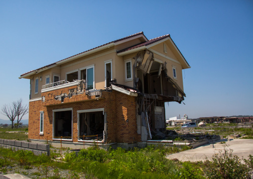 A house destroyed by the 2011 earthquake and tsunami five years after, Fukushima prefecture, Namie, Japan