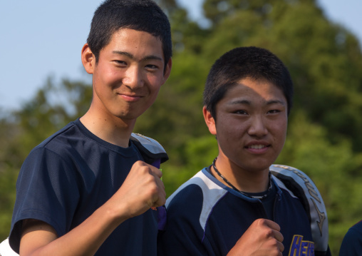 Baseball players going to play in the contamined area, Fukushima prefecture, Naraha, Japan
