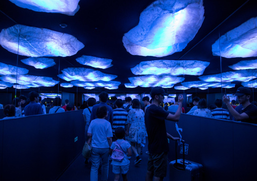 People visiting the arctic area in Kaiyukan aquarium, Kansai region, Osaka, Japan
