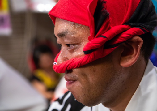 Japanese dancers during the Koenji Awaodori dance summer street festival, Kanto region, Tokyo, Japan