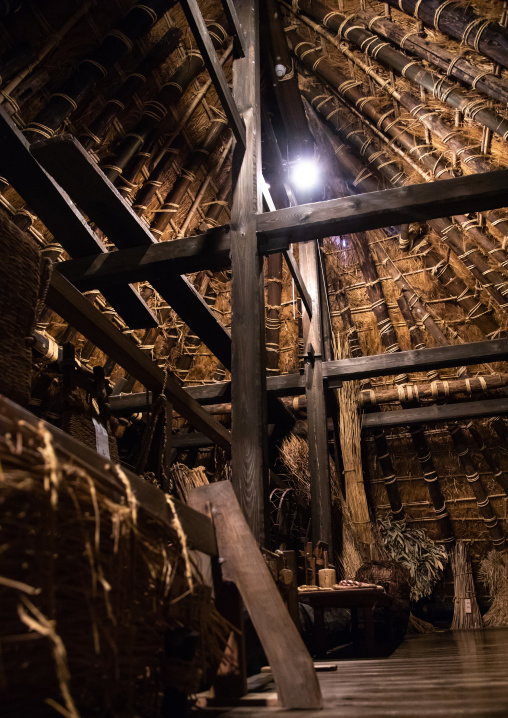Wood ceiling beams in an old house, Kyoto Prefecture, Miyama, Japan