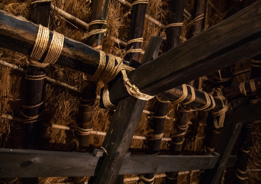 Wood ceiling beams in an old house, Kyoto Prefecture, Miyama, Japan